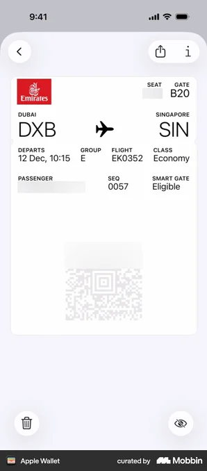 Emirates in Apple Wallet
