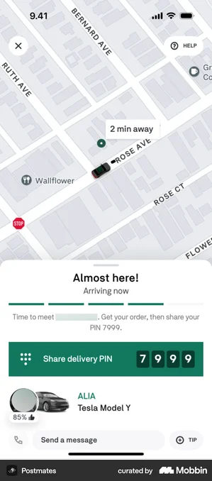 Postmates tracking