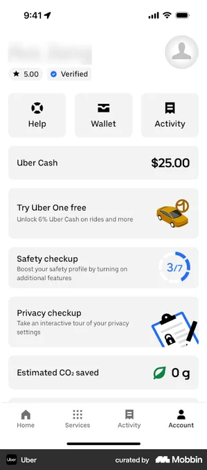 Uber account